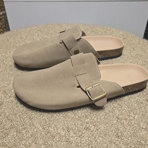 SHEIN Beige Buckle Slip-On Mules